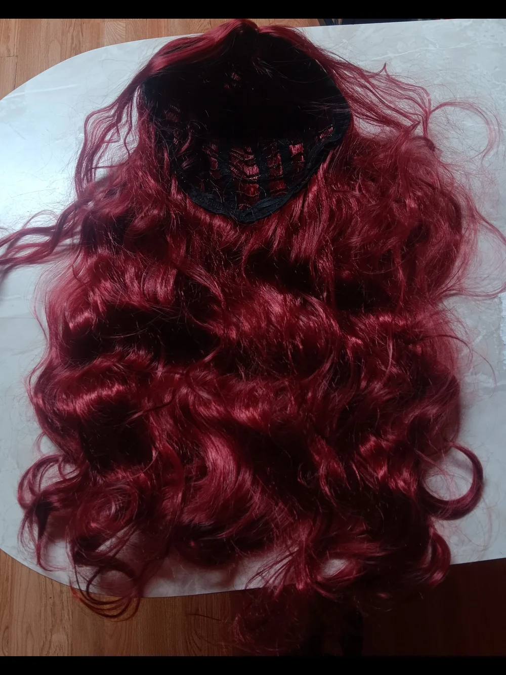 Deep Ruby Red Wavy Women's Hairpiece - Unbranded